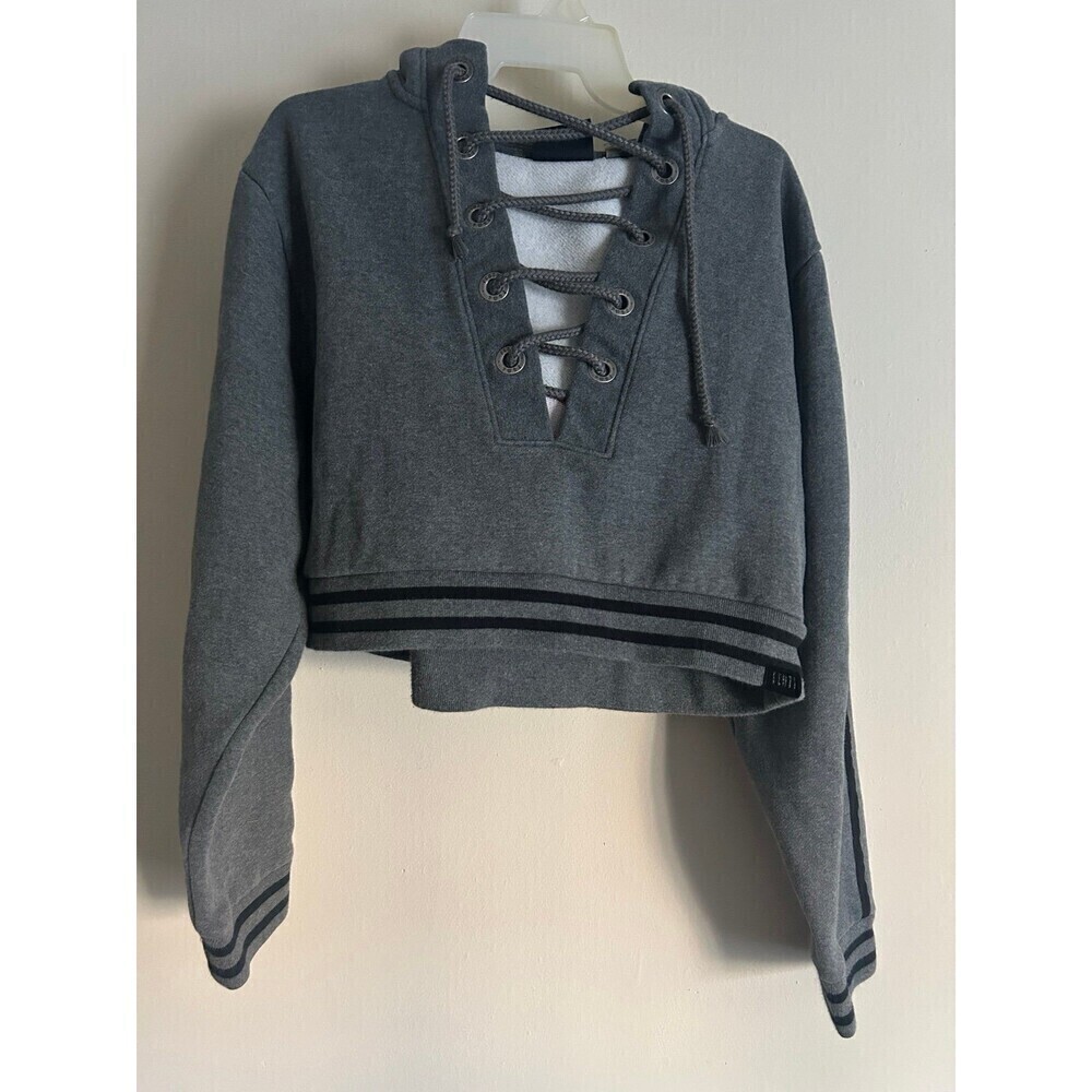 Fenty x Puma Rihanna Rising Sun Lace Up Cropped Hoodie Gray XS